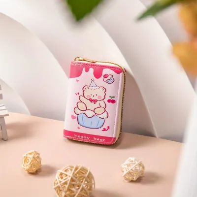 Cute Cartoon Pattern Short Wallet With Zipper